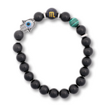 Bratara pentru Zodii cu Margele de Obsidian, Pandantiv Mana Fatimei si Ochiul "Rau"