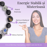 Bratara pentru Zodii cu Margele de Obsidian, Pandantiv Mana Fatimei si Ochiul "Rau"