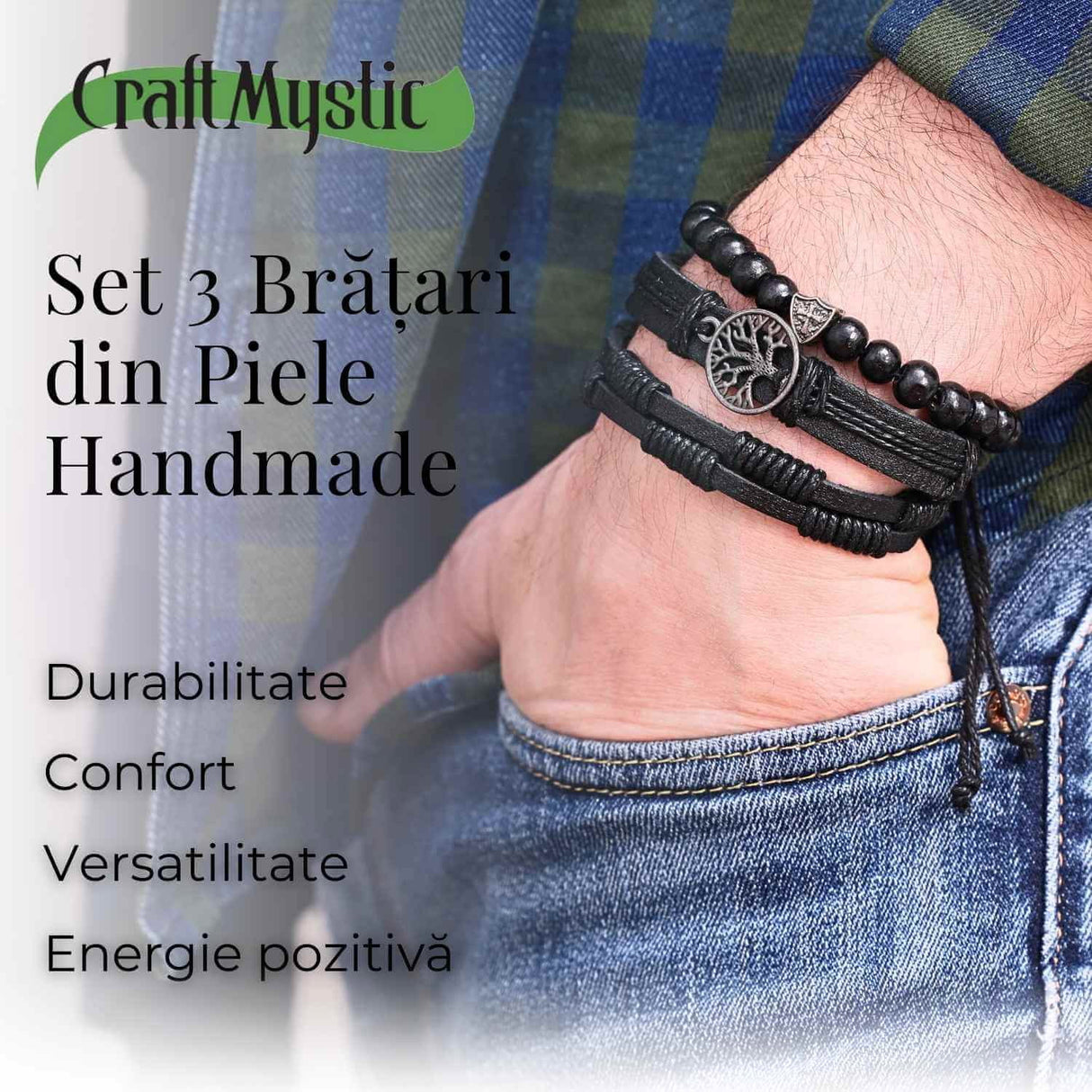Set 3 Bratari Inedite cu Arborele Vietii si piele sintetica - Stil si Protectie pentru Orice Ocazie