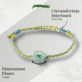 Bratara snur ajustabila cu orhidee sculptata din jadit albastru de apa natural Guatemala