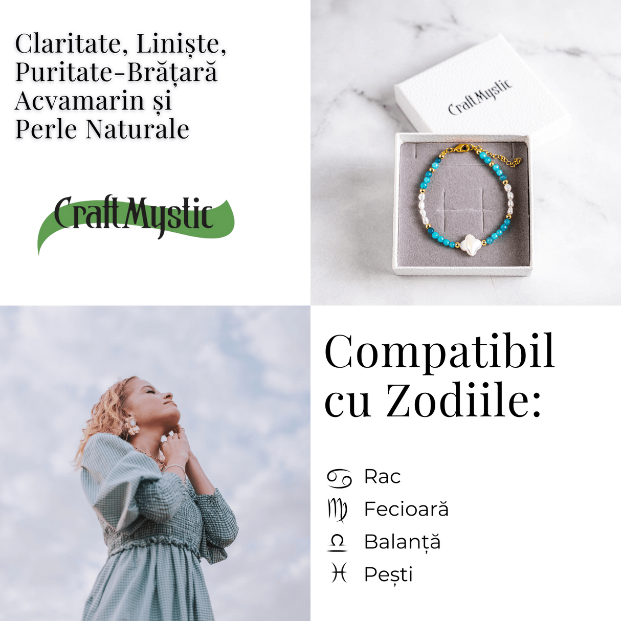Claritate, liniste si puritate - Acvamarin si perle naturale