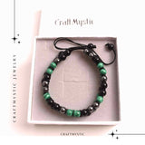 Bratara Tripla Protectie cu Cristale 6 mm de Malachit, Obsidian Negru si Hematit - Echilibru si Forta