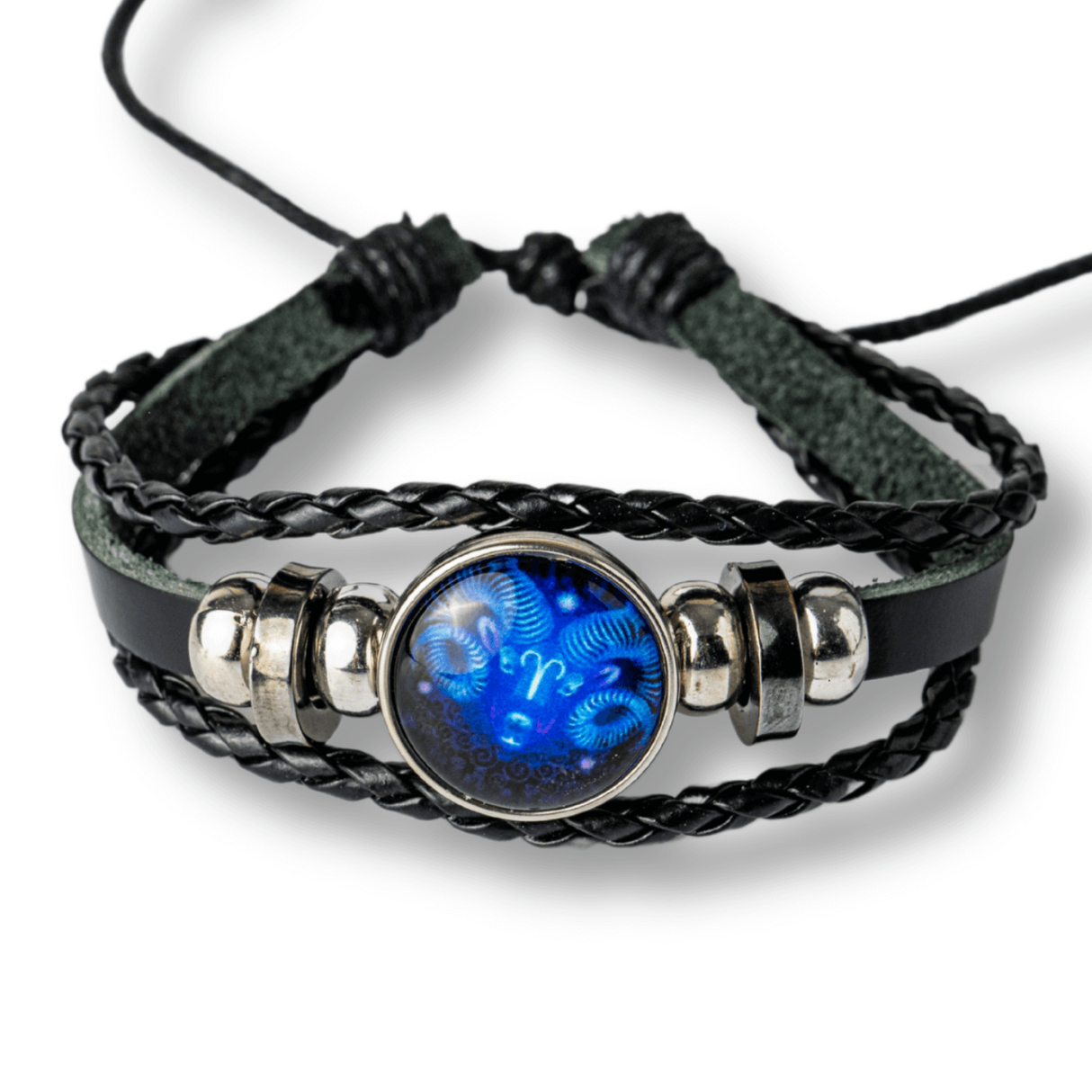 Bratara Zodia Berbec ajustabila din Piele Sintetica cu Cabochon Rotund - Simbol Astrologic Personalizat pentru Energie si Identitate Astrala