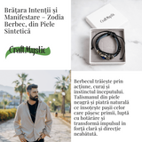 Bratara Zodia Berbec ajustabila din Piele Sintetica cu Cabochon Rotund - Simbol Astrologic Personalizat pentru Energie si Identitate Astrala
