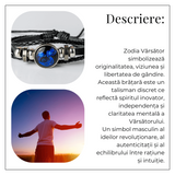 Bratara Zodia Berbec ajustabila din Piele Sintetica cu Cabochon Rotund - Simbol Astrologic Personalizat pentru Energie si Identitate Astrala