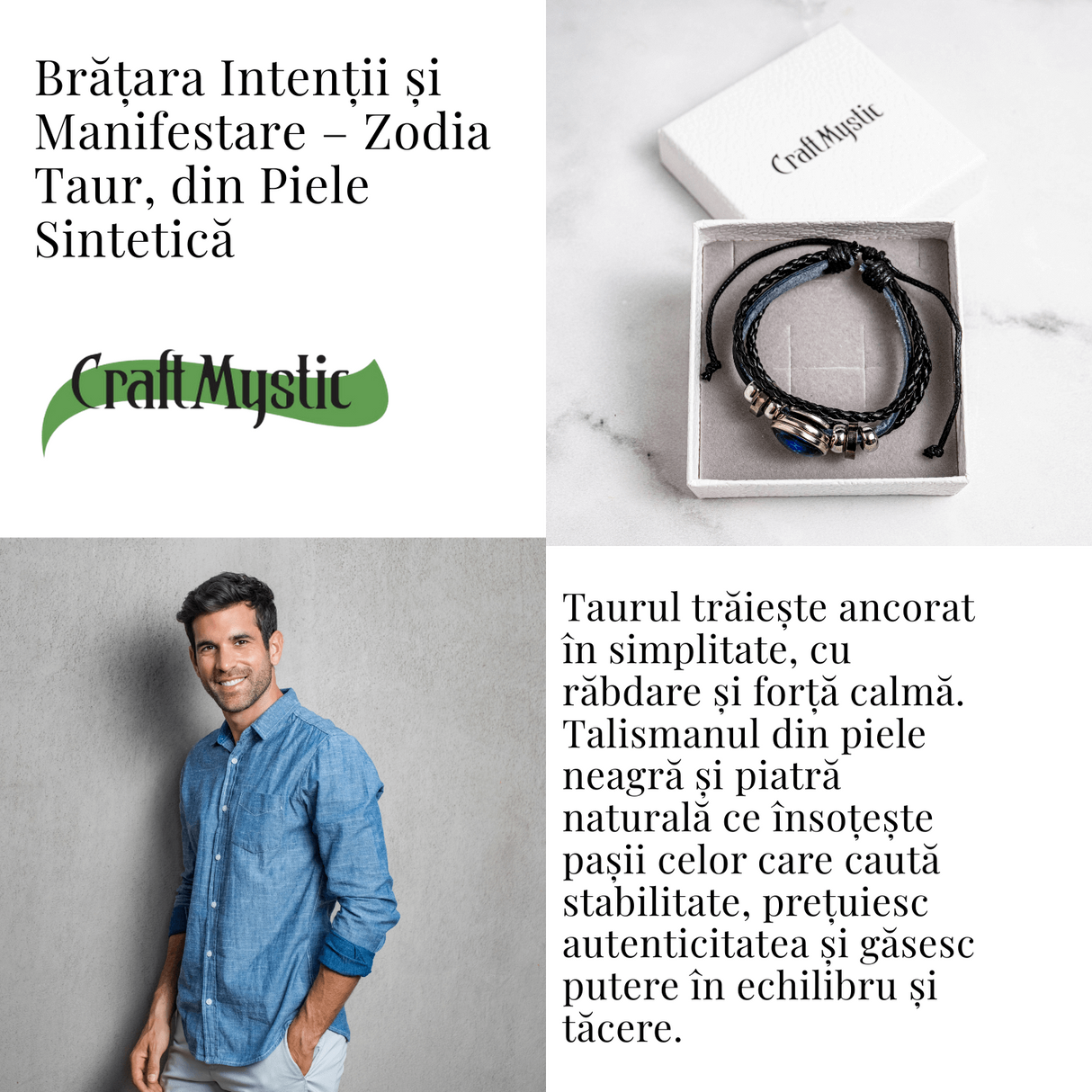 Bratara Zodia Berbec ajustabila din Piele Sintetica cu Cabochon Rotund - Simbol Astrologic Personalizat pentru Energie si Identitate Astrala