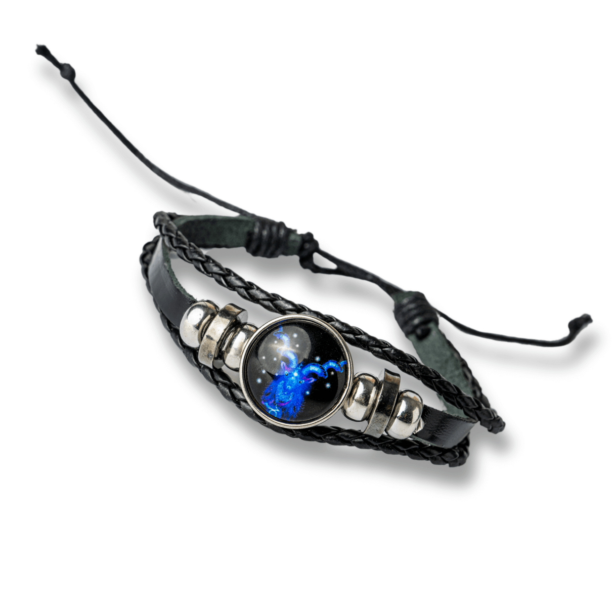 Bratara Zodia Berbec ajustabila din Piele Sintetica cu Cabochon Rotund - Simbol Astrologic Personalizat pentru Energie si Identitate Astrala