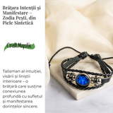 Bratara Zodia Berbec ajustabila din Piele Sintetica cu Cabochon Rotund - Simbol Astrologic Personalizat pentru Energie si Identitate Astrala