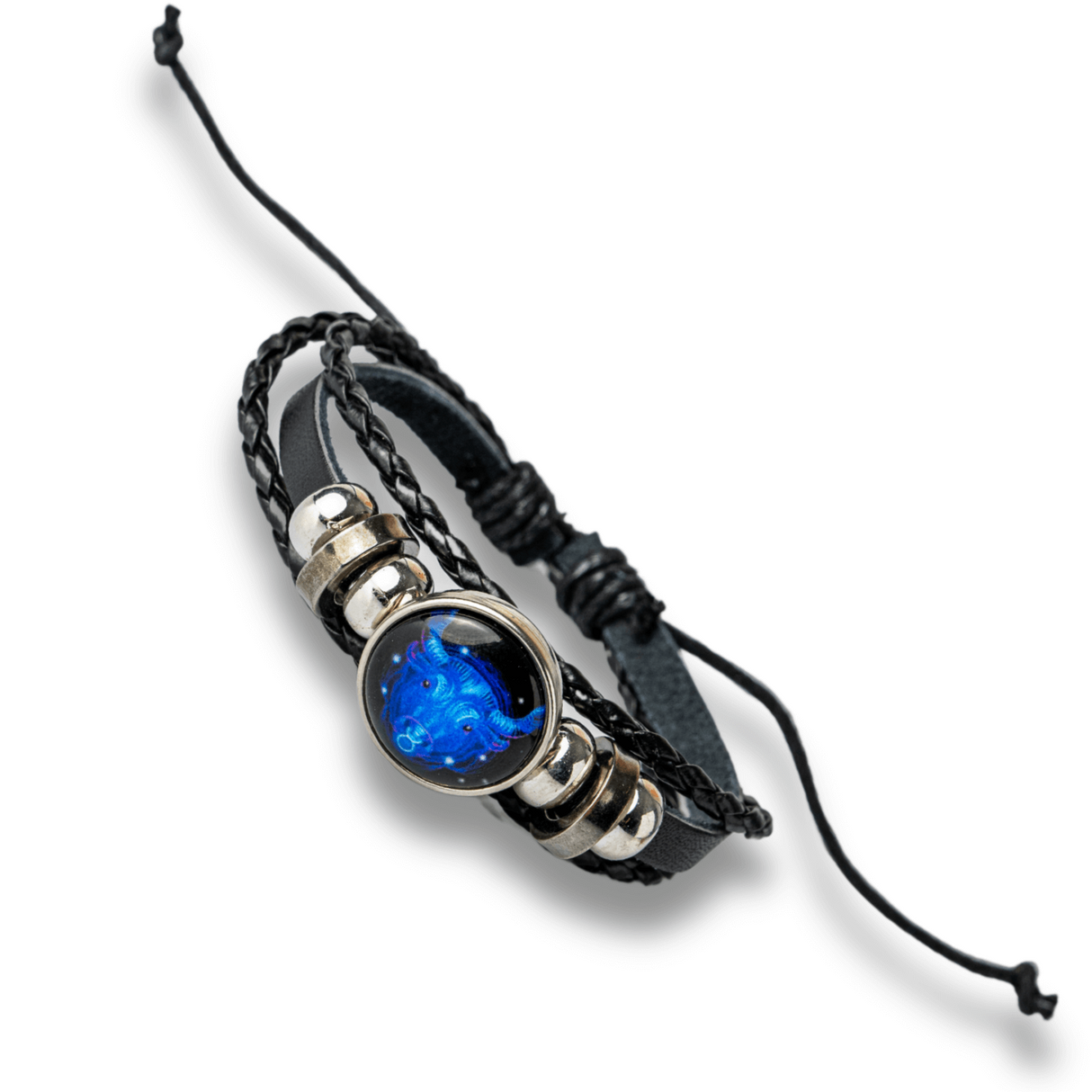 Bratara Zodia Berbec ajustabila din Piele Sintetica cu Cabochon Rotund - Simbol Astrologic Personalizat pentru Energie si Identitate Astrala