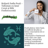 Bratara Zodiacala Ajustabila din Sfoara Cerata si Piele Sintetica - Cabochon Rotund cu Semn Zodiacal si Bila Fosforescenta