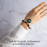 Bratara Zodiacala Ajustabila din Sfoara Cerata si Piele Sintetica - Cabochon Rotund cu Semn Zodiacal si Bila Fosforescenta