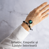 Bratara Zodiacala Ajustabila din Sfoara Cerata si Piele Sintetica - Cabochon Rotund cu Semn Zodiacal si Bila Fosforescenta