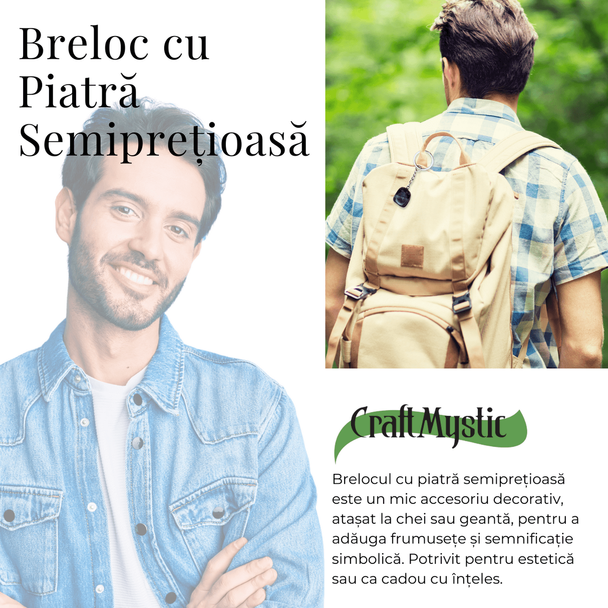 Breloc cu piatra semipretioase de Obsidian in forma neregulata 3cm