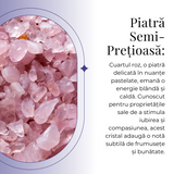 Breloc cu Mana Fatimei - Protectie, Noroc si Energie Pozitiva - Cuart Roz