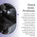 Breloc cu Mana Fatimei - Protectie, Noroc si Energie Pozitiva - Obsidian