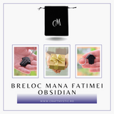 Breloc cu Mana Fatimei - Protectie, Noroc si Energie Pozitiva - Obsidian