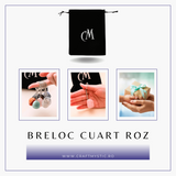 Breloc cu piatra semipretioase de Cuart Roz in forma neregulata 3cm