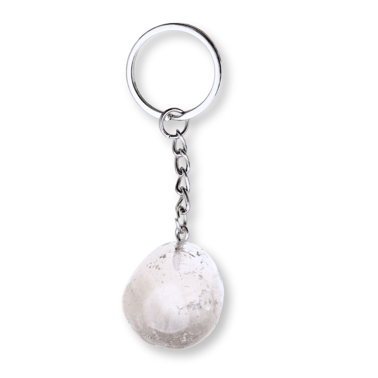 Breloc cu piatra semipretioase de Cuart transparent in forma neregulata 3cm
