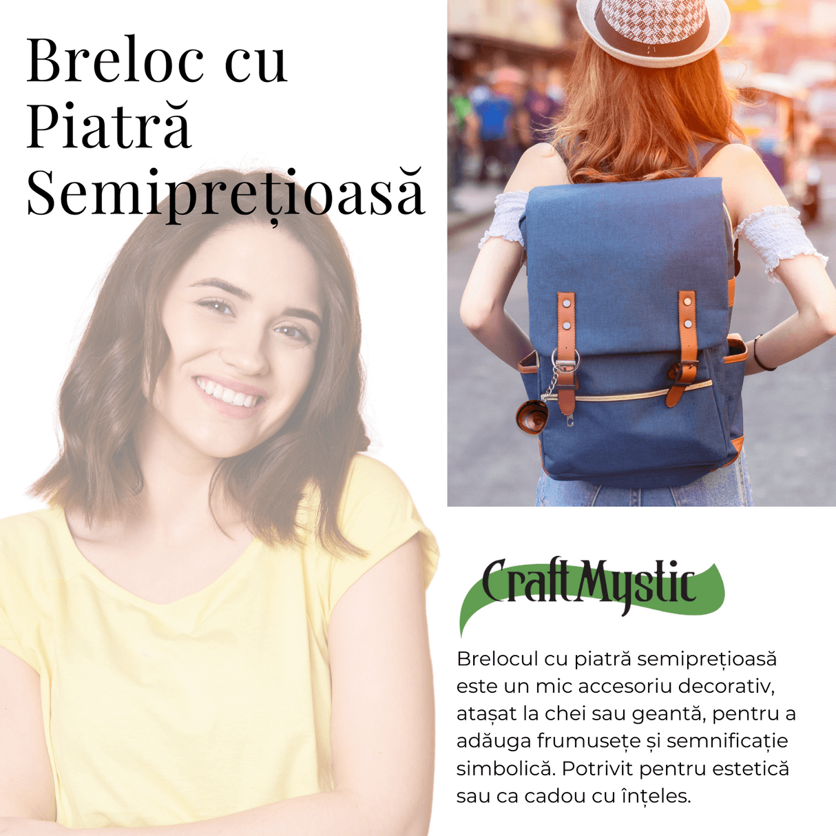 Breloc cu piatra semipretioase de Ochi de tigru in forma neregulata 3cm