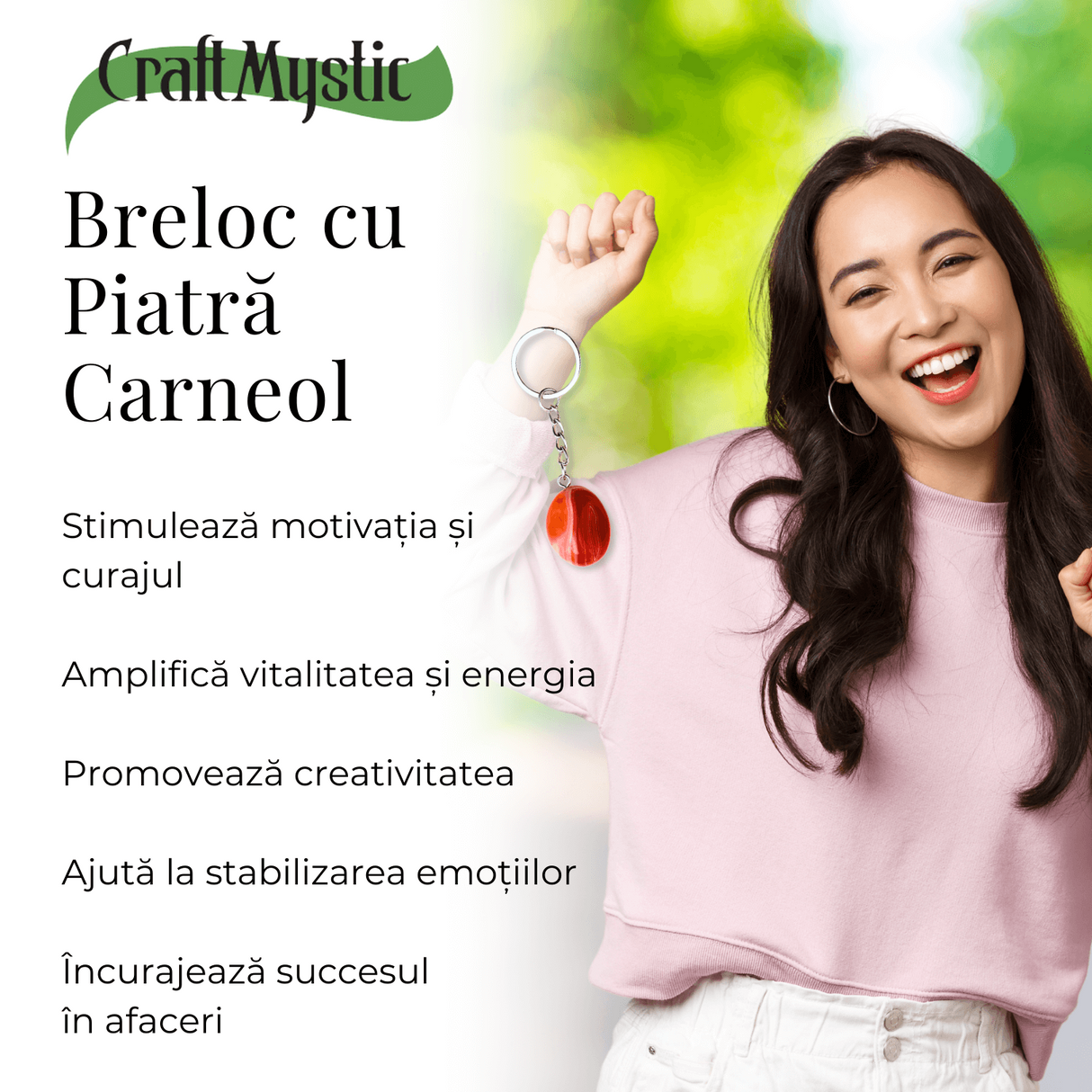 Breloc cu piatra semipretioase de Carneol in forma neregulata 3cm