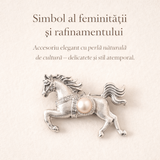 Brosa Cal cu Perla naturala de cultura - Feminitate in miscare