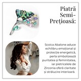 Brosa Scoica Abalone cu Perla Naturala si Zirconia - Armonie si Stralucire