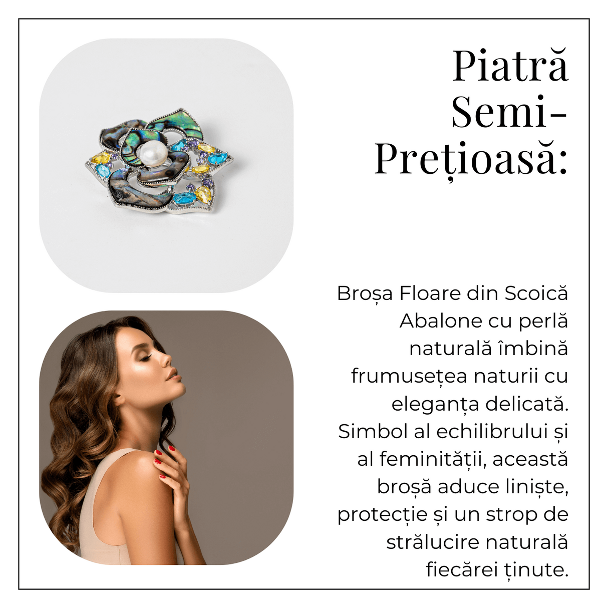 Brosa Floare Abalone cu Perla Naturala - Eleganta si Armonie