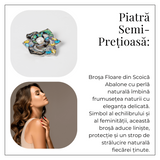 Brosa Floare Abalone cu Perla Naturala - Eleganta si Armonie