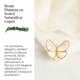Brosa Fluturas cu Scoica Naturala si Cupru - Eleganta si Energie Pozitiva