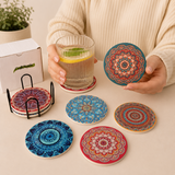 Set 6 Suporturi Ceramica pentru Pahare cu Mandale Colorate – Protectie si Eleganta pentru Masa Ta