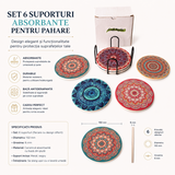 Set 6 Suporturi Ceramica pentru Pahare cu Mandale Colorate – Protectie si Eleganta pentru Masa Ta