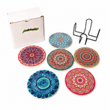 Set 6 Suporturi Ceramica pentru Pahare cu Mandale Colorate – Protectie si Eleganta pentru Masa Ta