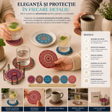Set 6 Suporturi Ceramica pentru Pahare cu Mandale Colorate – Protectie si Eleganta pentru Masa Ta