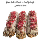 Buchet Salvie Alba California cu Garofite Rosii / Sinuata - Pasiune si Protectie