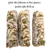 Buchet Salvie Alba California cu Flori Albe de Garofite / Sinuata- Purificare si Armonie