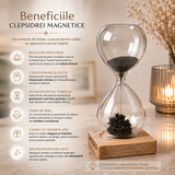 Clepsidra Magnetica cu Particule Metalice si Suport din Lemn – Relaxare si Focus