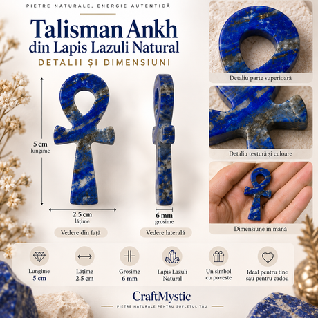 Talisman Ankh din Lapis Lazuli natural 5 cm