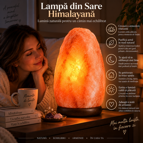 Lampă din Sare Himalayană naturală 10 kg, 28 cm