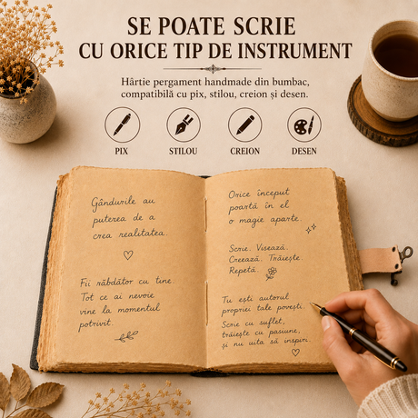 Jurnal din piele cu Fazele Lunii, deschis