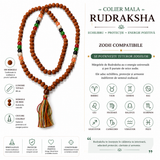 Colier Mala Rudraksha cu 108 mărgele din pietre naturale mixte