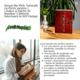 Calatorie interioara in stil vintage – Jurnal din piele naturala cu pietre pentru 7 chakre si hartie de bumbac alba