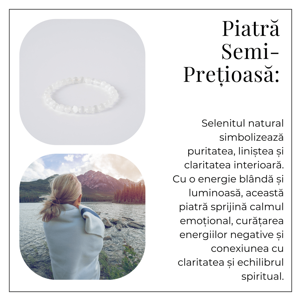Purificare si Liniste - Bratara din Selenit Natural 6mm