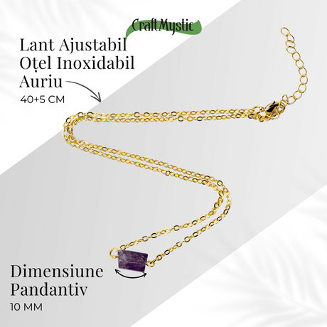 Colier cu Ametist, Inox (oțel inoxidabil) – CraftMystic