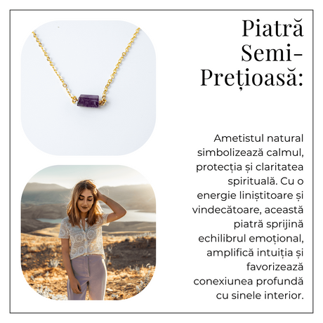 Colier cu Ametist, Inox (oțel inoxidabil) – CraftMystic