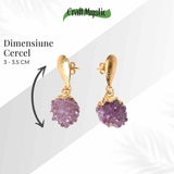 Cercei Aurii cu Ametist Natural Brut - Eleganta si Energie Feminina