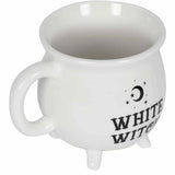 Cana Alba "White witch" in Forma de Ceaun Magic - Inscrisa cu "Vrajitoarea Alba" - Cadoul Perfect pentru Iubitorii de Magie
