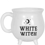 Cana Alba "White witch" in Forma de Ceaun Magic - Inscrisa cu "Vrajitoarea Alba" - Cadoul Perfect pentru Iubitorii de Magie