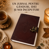 Jurnal vintage 20x15 cm cu Cruce, hârtie de bumbac albă
