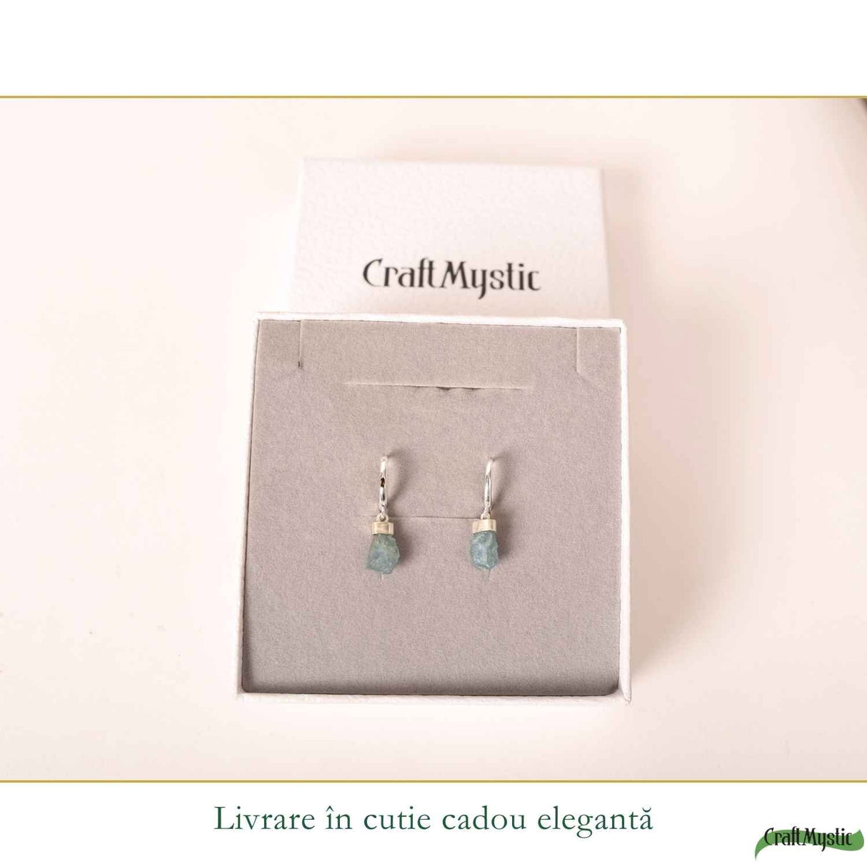 Cercei Argint 925 cu Acvamarin Brut Natural – Calm Interior si Eleganta Naturala
