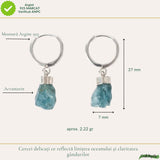 Cercei Argint 925 cu Acvamarin Brut Natural – Calm Interior si Eleganta Naturala